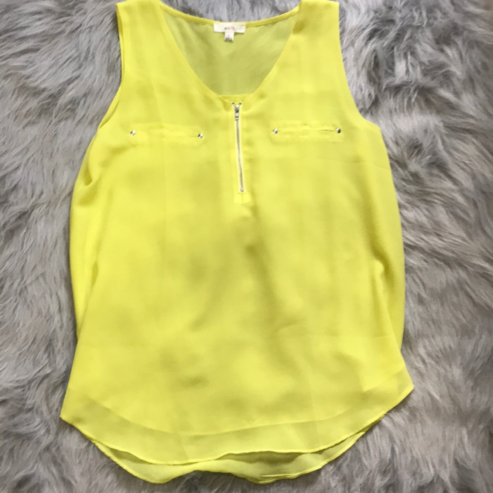 MINE neon yellow tank with zipper!